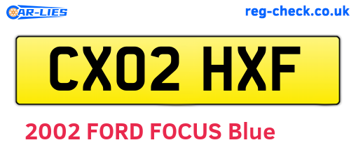 CX02HXF are the vehicle registration plates.