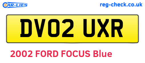DV02UXR are the vehicle registration plates.