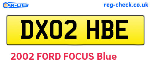 DX02HBE are the vehicle registration plates.