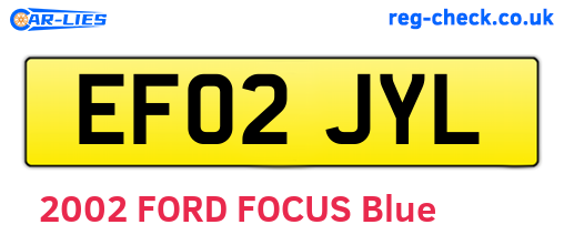 EF02JYL are the vehicle registration plates.