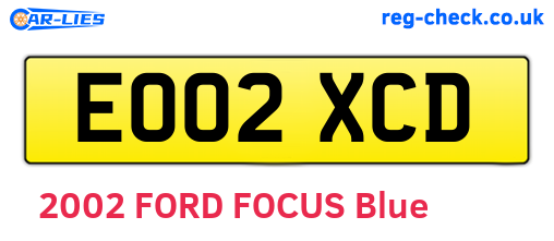EO02XCD are the vehicle registration plates.