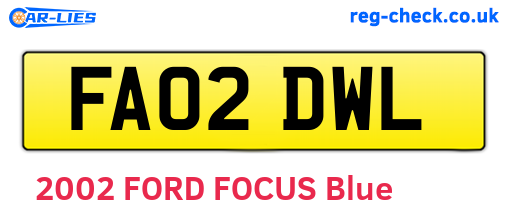 FA02DWL are the vehicle registration plates.