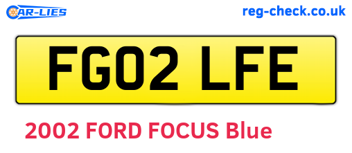 FG02LFE are the vehicle registration plates.