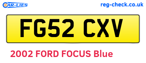 FG52CXV are the vehicle registration plates.