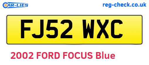 FJ52WXC are the vehicle registration plates.