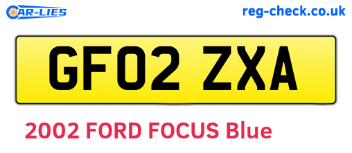 GF02ZXA are the vehicle registration plates.