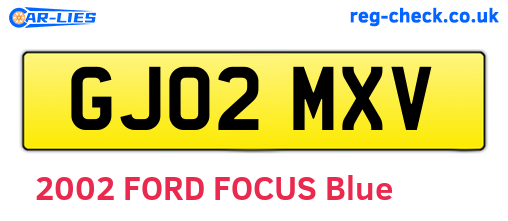 GJ02MXV are the vehicle registration plates.