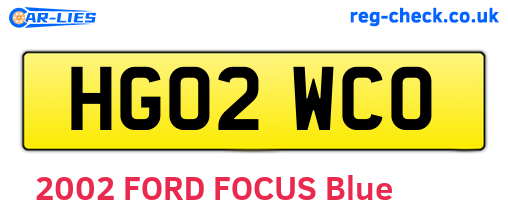 HG02WCO are the vehicle registration plates.