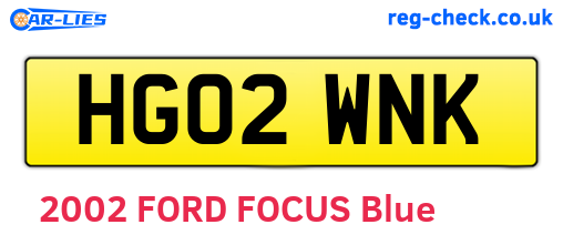 HG02WNK are the vehicle registration plates.