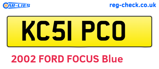 KC51PCO are the vehicle registration plates.