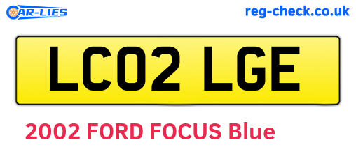 LC02LGE are the vehicle registration plates.