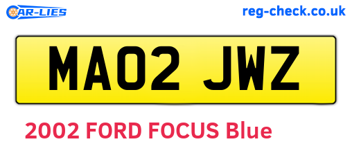 MA02JWZ are the vehicle registration plates.