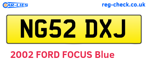NG52DXJ are the vehicle registration plates.