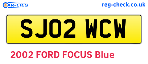 SJ02WCW are the vehicle registration plates.