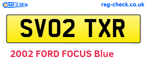 SV02TXR are the vehicle registration plates.