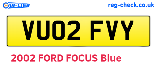 VU02FVY are the vehicle registration plates.