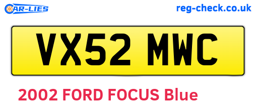 VX52MWC are the vehicle registration plates.