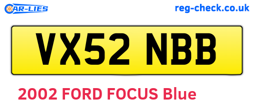 VX52NBB are the vehicle registration plates.