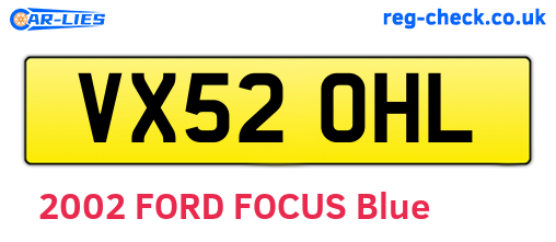 VX52OHL are the vehicle registration plates.