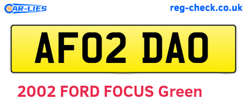 AF02DAO are the vehicle registration plates.