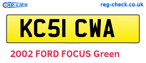KC51CWA are the vehicle registration plates.