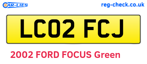 LC02FCJ are the vehicle registration plates.