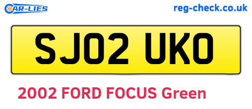 SJ02UKO are the vehicle registration plates.