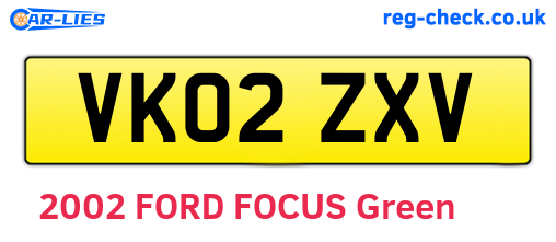VK02ZXV are the vehicle registration plates.
