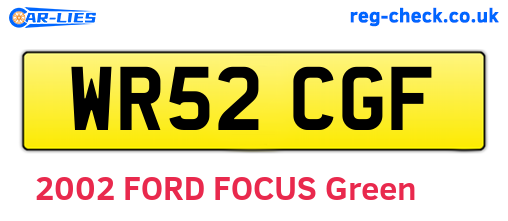 WR52CGF are the vehicle registration plates.