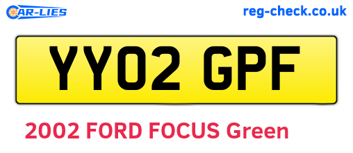 YY02GPF are the vehicle registration plates.