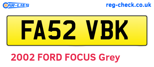 FA52VBK are the vehicle registration plates.