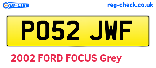 PO52JWF are the vehicle registration plates.