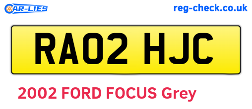 RA02HJC are the vehicle registration plates.