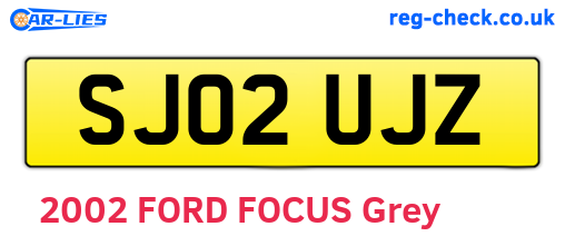 SJ02UJZ are the vehicle registration plates.