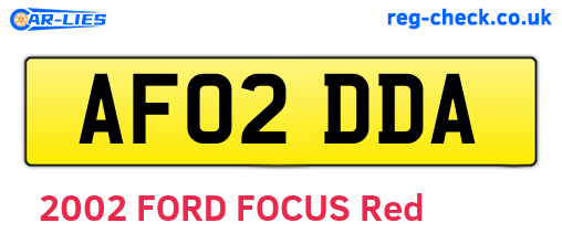 AF02DDA are the vehicle registration plates.