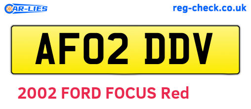 AF02DDV are the vehicle registration plates.