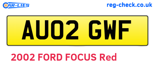 AU02GWF are the vehicle registration plates.