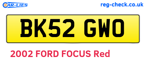 BK52GWO are the vehicle registration plates.