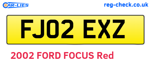 FJ02EXZ are the vehicle registration plates.
