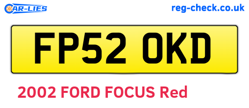 FP52OKD are the vehicle registration plates.