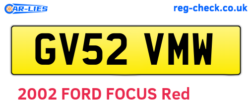 GV52VMW are the vehicle registration plates.