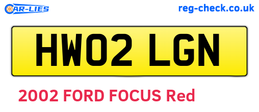 HW02LGN are the vehicle registration plates.