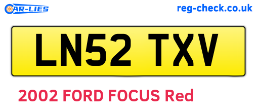 LN52TXV are the vehicle registration plates.