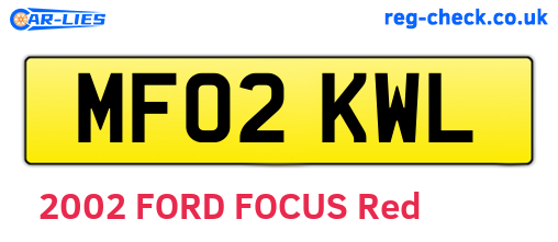 MF02KWL are the vehicle registration plates.