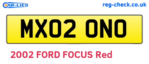 MX02ONO are the vehicle registration plates.