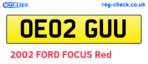OE02GUU are the vehicle registration plates.