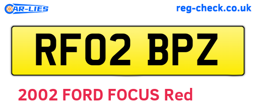 RF02BPZ are the vehicle registration plates.