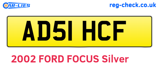 AD51HCF are the vehicle registration plates.