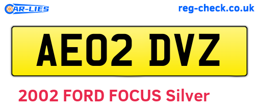 AE02DVZ are the vehicle registration plates.