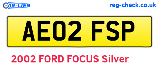 AE02FSP are the vehicle registration plates.